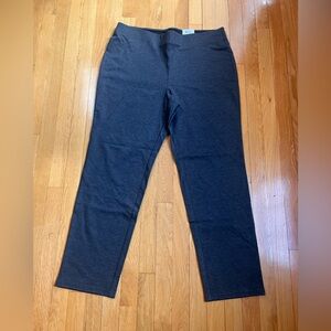 JMCollection Elastic Comfort waist Straight leg Charcoal Ponte Pant pull on gray